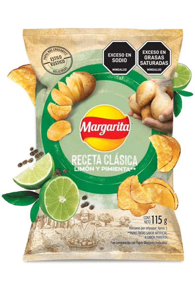 PAPAS MARGARITA RECETA CLASICA LIMON Y PIMIENTA FAMILIAR
