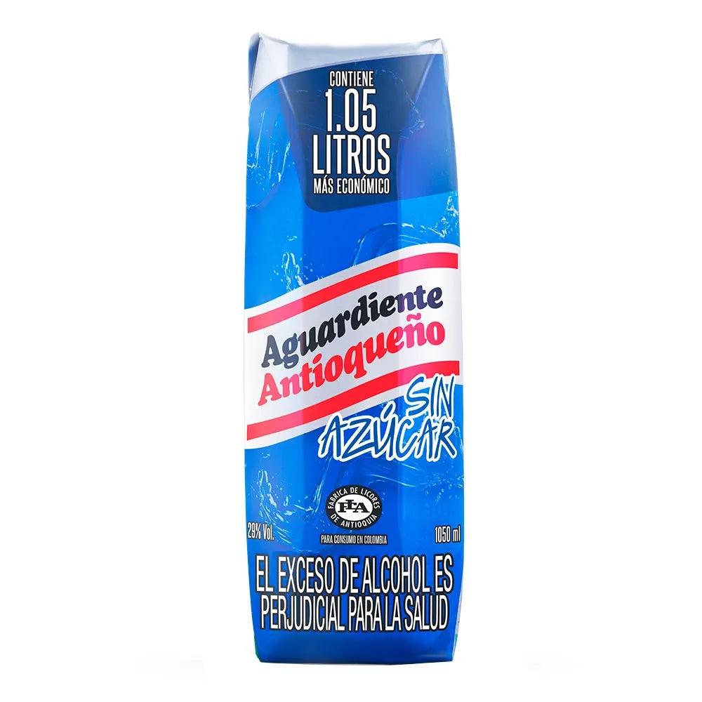 AGUARDIENTE ANTIOQUEÑO AZUL SIN AZÚCAR TETRA 1050ML