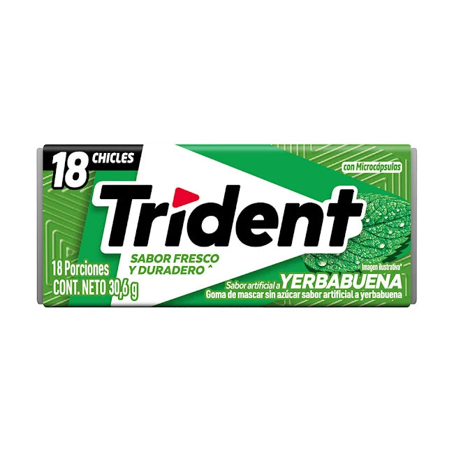 CHICLE TRIDENT YERBABUENA X18 UNDS